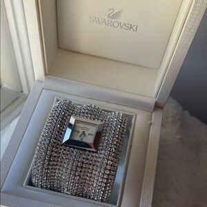 Swarovski Silver Crystal-Embellished Timepiece